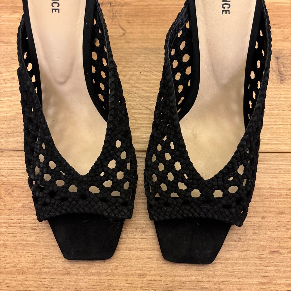L'AGENCE‎ Jacques Sandal Heels Black Women Size 10 Woven Knit Mule Casual Formal - Picture 6 of 13